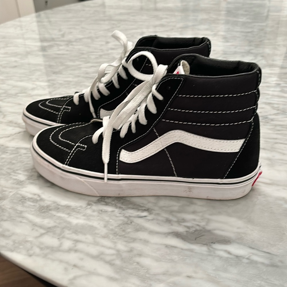 Vans high tops black and white leather